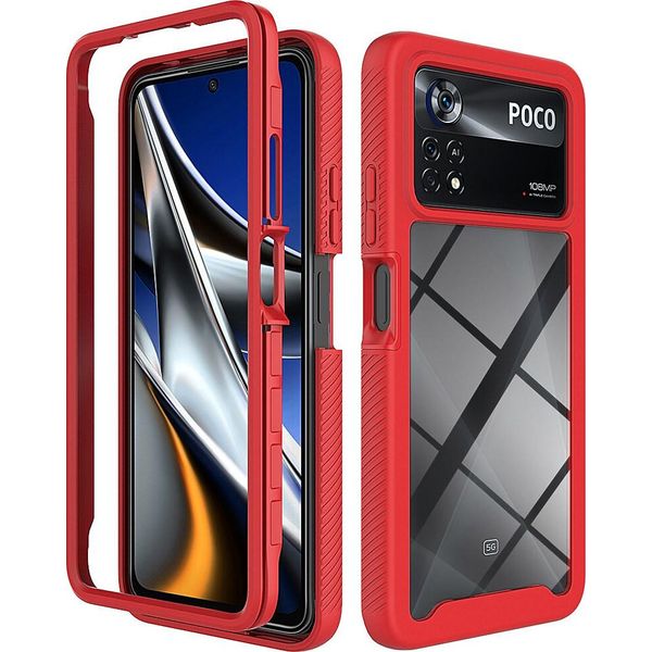 Xiaomi Poco X4 Pro 5G Case, Hybrid Transparent Back Cover, Rugged Tpu Bumper, Custodia Antiurto Per Xiaomi Poco X4 Pro 5G Red-image
