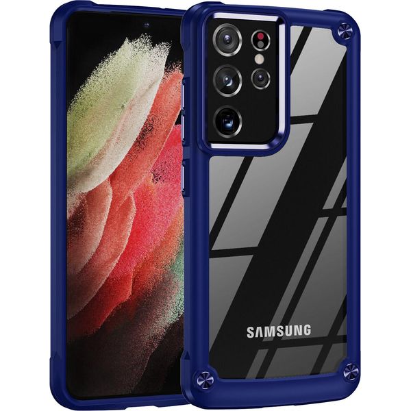 Custodia Samsung S21 Ultra 5G, Paraurti Ibrido In Pc Tpu Trasparente E Custodia Antiurto Per Samsung Galaxy S21 Ultra 5G Blu-image