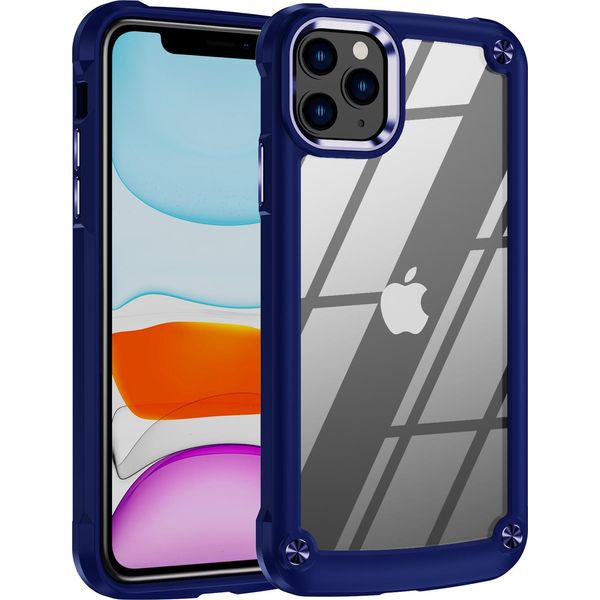 Custodia Iphone 11 Pro, Custodia Ibrida Trasparente Pc Tpu Bumper E Antiurto Per Iphone 11 Pro Blu-image
