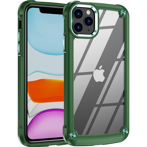 Custodia Iphone 11 Pro Max, Custodia Ibrida Trasparente Pc Tpu Bumper E Antiurto Per Iphone 11 Pro Max Verde-image
