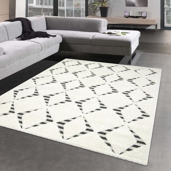 Tappeto Moderno A Diamante Soffice Per Il Soggiorno Dimensioni - 240 X 340 Cm-image
