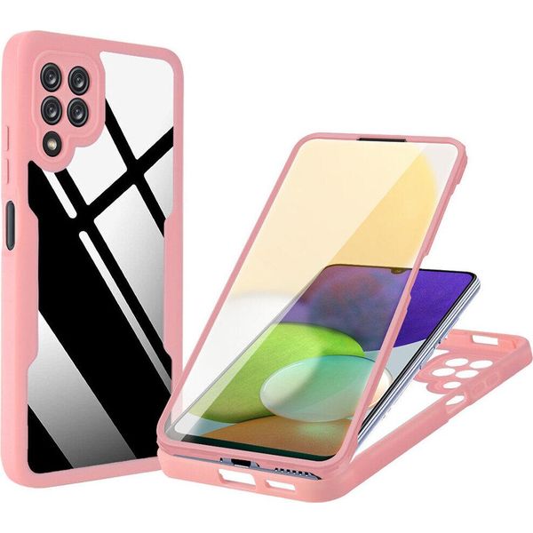 Custodia Samsung Galaxy A22 4G, Protezione Completa A 360° Con Protezione Del Display Incorporata Per Samsung A22 4G Rosa-image