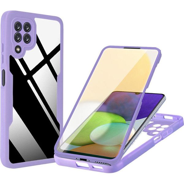 Samsung Galaxy A22 4G Custodia Protettiva, Protezione Dello Schermo Incorporata Custodia Per Telefono Cellulare Con Protezione Completa A 360 Gradi Per Samsung A22 4G Viola-image