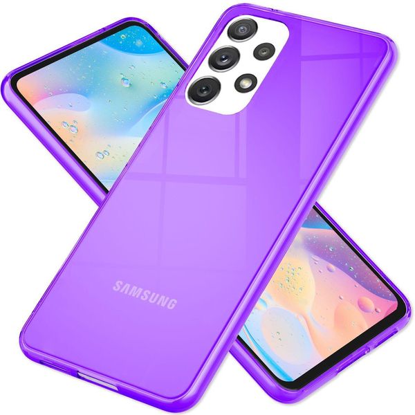 Chiaro Caso Di Silicone Al Neon Per Samsung Galaxy A53, Telefono Cellulare Copertura Protezione Tpu Caso Viola-image