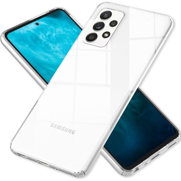 Clear Scratch Resistant Case Per Samsung Galaxy A53, Trasparente Antigiallo Antiurto Retro Duro E Telaio In Silicone, Hybrid Mobile Phone Case Custodia Protettiva Cover Case-image