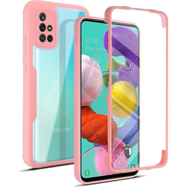 Custodia Samsung Galaxy A51 4G, Protezione Completa A 360° Con Protezione Del Display Incorporata Per Samsung A51 4G Rosa-image
