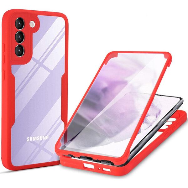 Samsung Galaxy S22 5G Custodia Protettiva, Built-In Screen Protector 360 Gradi Protezione Completa Custodia Del Telefono Cellulare Per Samsung S22 5G Rosso-image