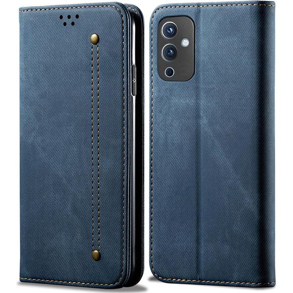Custodia Oneplus 9, Custodia A Portafoglio In Pelle Con Chiusura Magnetica E Supporto Per Oneplus 9 Blu-image