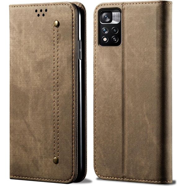 Custodia Redmi Note 11, Custodia A Portafoglio In Pelle Con Chiusura Magnetica E Supporto Per Xiaomi Redmi Note 11 Khaki-image