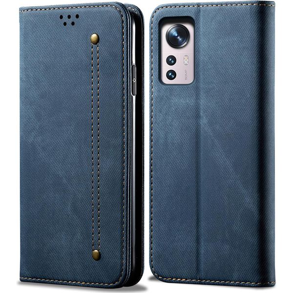 Custodia Xiaomi 12 Pro, Custodia In Pelle A Portafoglio Con Chiusura Magnetica E Supporto Per Xiaomi 12 Pro Blu-image