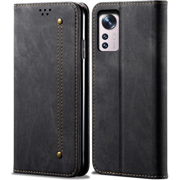 Custodia Xiaomi 12 Pro, Custodia In Pelle A Portafoglio Con Chiusura Magnetica E Supporto Per Xiaomi 12 Pro Nero-image