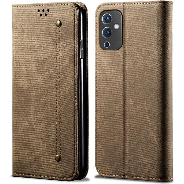 Custodia Oneplus 9, Custodia A Portafoglio In Pelle Con Chiusura Magnetica E Supporto Per Oneplus 9 Khaki-image