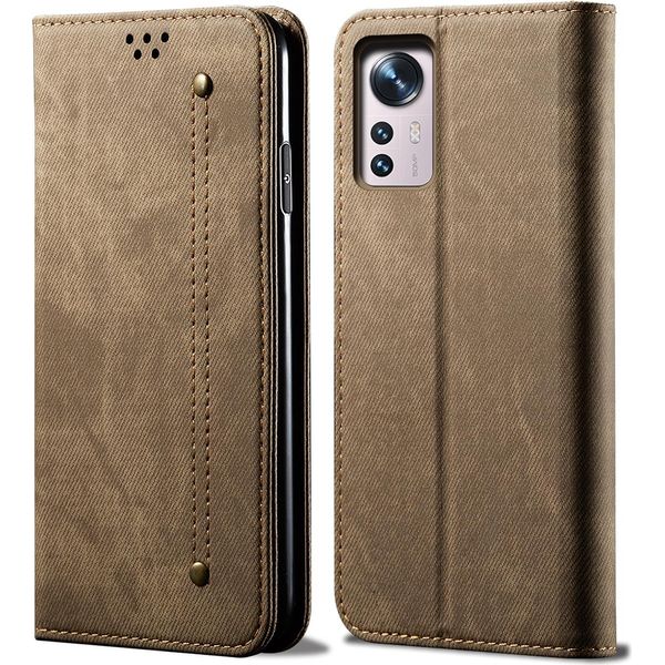 Custodia Xiaomi 12, Custodia A Portafoglio In Pelle Con Chiusura Magnetica E Supporto Per Xiaomi 12 Khaki-image