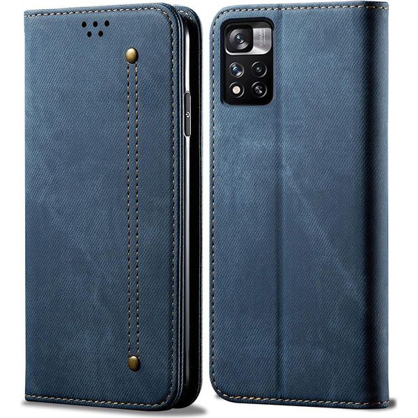 Custodia Redmi Note 11, Custodia A Portafoglio In Pelle Con Chiusura Magnetica E Supporto Per Xiaomi Redmi Note 11 Blu-image