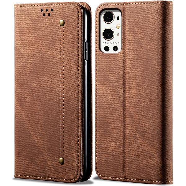 Custodia Oneplus 9 Pro, Custodia A Portafoglio In Pelle Con Chiusura Magnetica E Supporto Per Oneplus 9 Pro Marrone-image