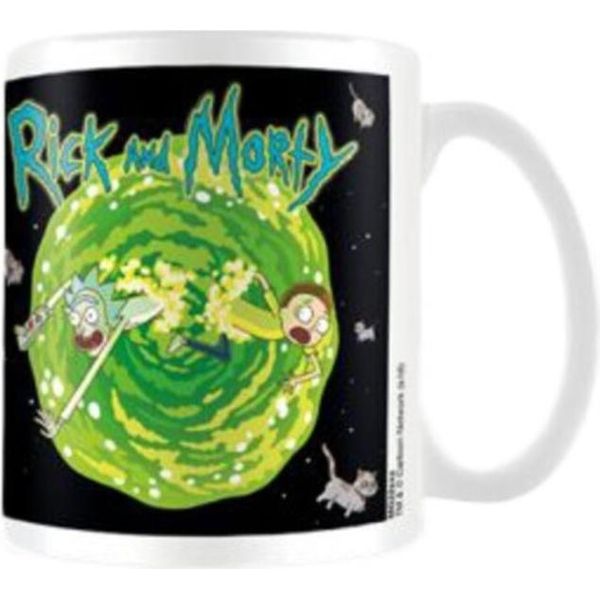 Rick And Morty - Tazza Da Caffè, Gatto Che Nuota BS2547 (Taglia Unica) (Nero/Verde/Bianco)-image