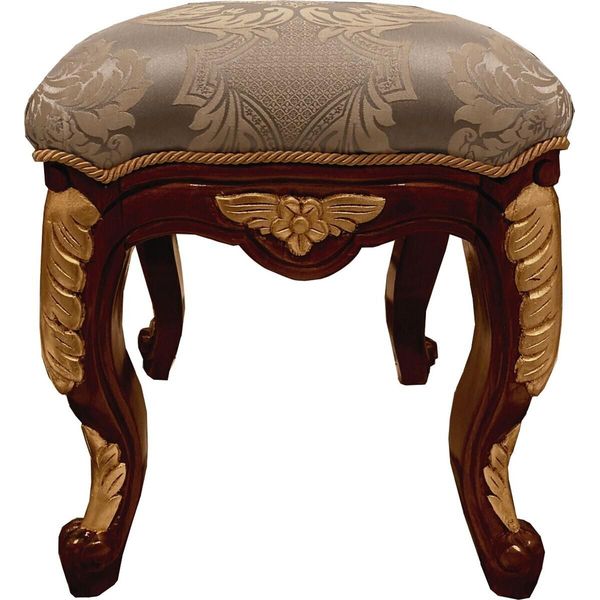 PompööS By Casa Padrino Luxury Baroque Stool Light Blue Pattern / Brown / Gold - Sgabello Barocco PompööS Disegnato Da Harald GlööCkler - Mobili Barocchi PompööSe-image