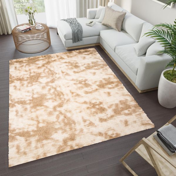 Tappeto A Pelo Corto Soggiorno Camera Da Letto Beige Colorato Moderno Astratto Design Screziato 160 X 230 Cm-image