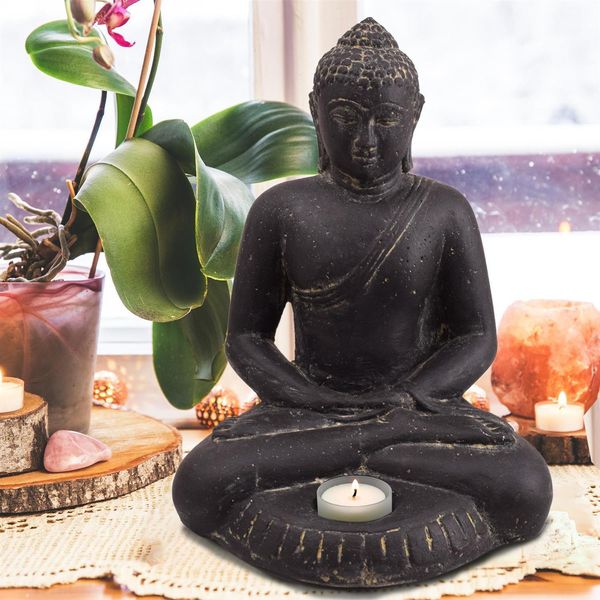 Figura Di Buddha In Meditazione Eyeria, Portacandele 34 X 31 X 25 Cm-image
