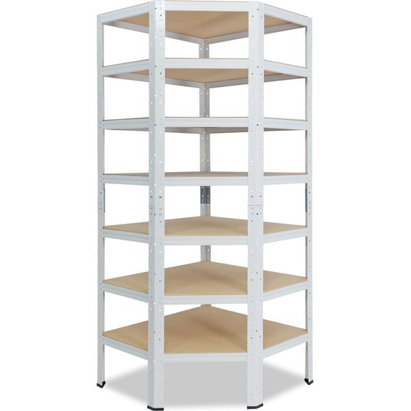 Shelfplaza Home 230X70X45 Cm Scaffale Angolare In Bianco Con 7 Ripiani E 125 Kg Di Portata Per Ripiano-image