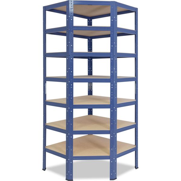 Shelfplaza Home 230X70X40 Cm Scaffale Angolare In Blu Con 7 Ripiani E 125 Kg Di Portata Per Ripiano-image