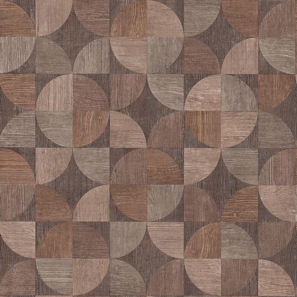 Carta Da Parati In Lana Con Ornamento Grafico Profhome 369131-GU Leggermente Goffrata Marrone Beige Grigio Opaco 5,33 M2-image