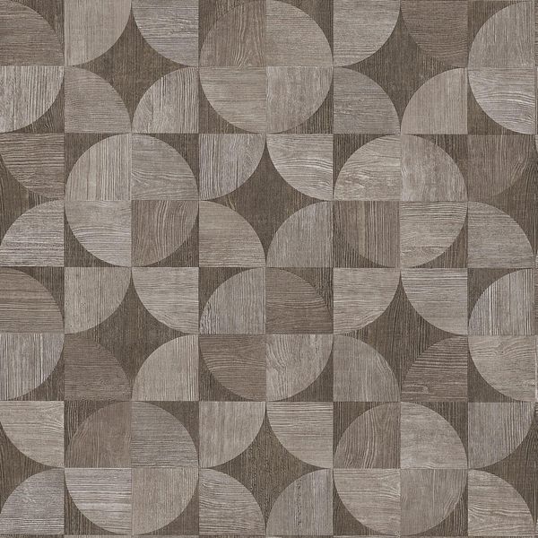Carta Da Parati In Lana Con Ornamento Grafico Profhome 369132-GU Leggermente Goffrata Grigio Opaco Marrone 5,33 M2-image