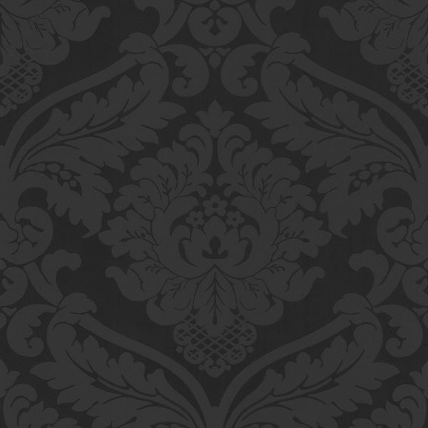 Carta Da Parati In Lana Ornamento Profhome 552631-GU Leggermente Goffrato Nero 5,33 M2-image