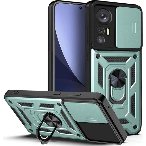 Xiaomi 12 Custodia Con Anello Supporto Supporto Scivolare Fotocamera Protezione Tpu Pc Custodia Protettiva Per Xiaomi 12 / Xiaomi 12X Verde-image