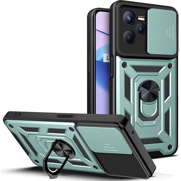 Custodia Realme C35 Con Anello, Supporto, Protezione Fotocamera, Paraurti In Tpu, Custodia In Silicone Per Oppo Realme C35 Verde-image