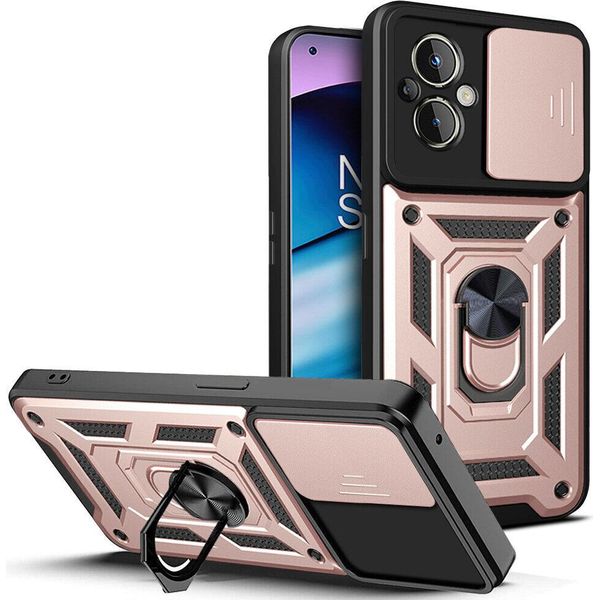 Oneplus Nord N20 5G Custodia Con Anello Supporto Supporto Scivolare Protezione Fotocamera Tpu Pc Custodia Protettiva Per Oneplus Nord N20 5G Rosa-image