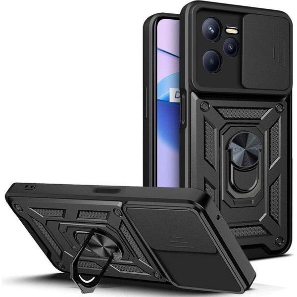 Custodia Realme C35 Con Anello, Supporto, Protezione Fotocamera, Paraurti In Tpu, Custodia In Silicone Per Oppo Realme C35 Nero-image