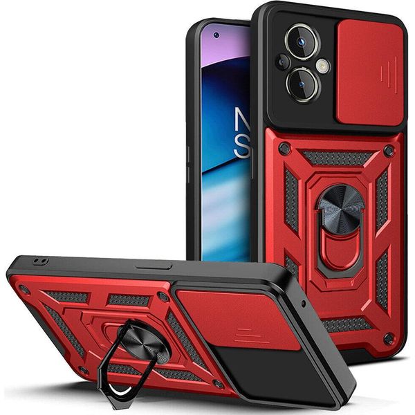 Oneplus Nord N20 5G Custodia Con Anello, Supporto, Protezione Della Fotocamera, Paraurti In Tpu, Custodia In Silicone Per Oneplus Nord N20 5G Rosso-image