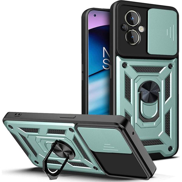 Oneplus Nord N20 5G Custodia Con Anello Supporto Supporto Scivolare Fotocamera Protezione Tpu Pc Custodia Protettiva Per Oneplus Nord N20 5G Verde-image