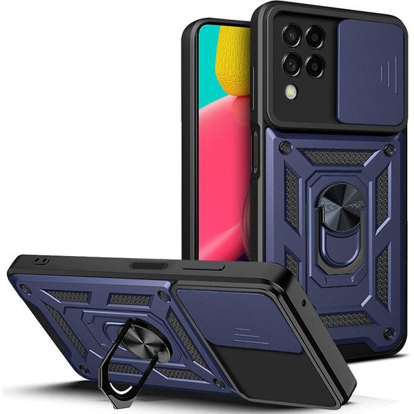 Galaxy M33 5G Custodia Con Anello Supporto Supporto Scivolare Fotocamera Protezione Tpu Pc Custodia Protettiva Per Samsung Galaxy M33 5G Blu-image