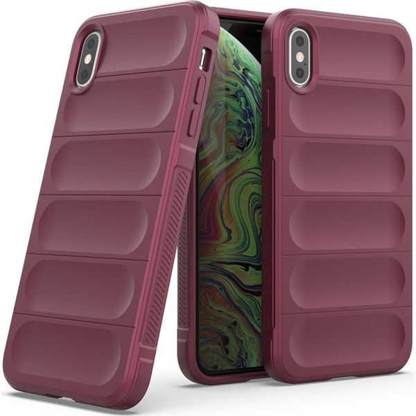 Custodia Iphone Xs Max, Custodia Protettiva Antiscivolo In Silicone Tpu Morbido Per Iphone Xs Max Bordeaux-image