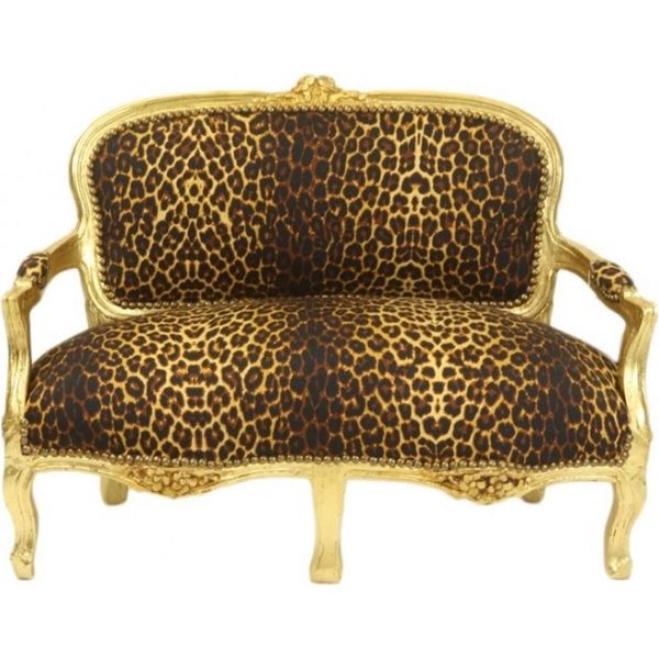 Casa Padrino Panca Per Bambini Barocca Leopardata / Oro Divano Per Bambini In Stile Antico-image