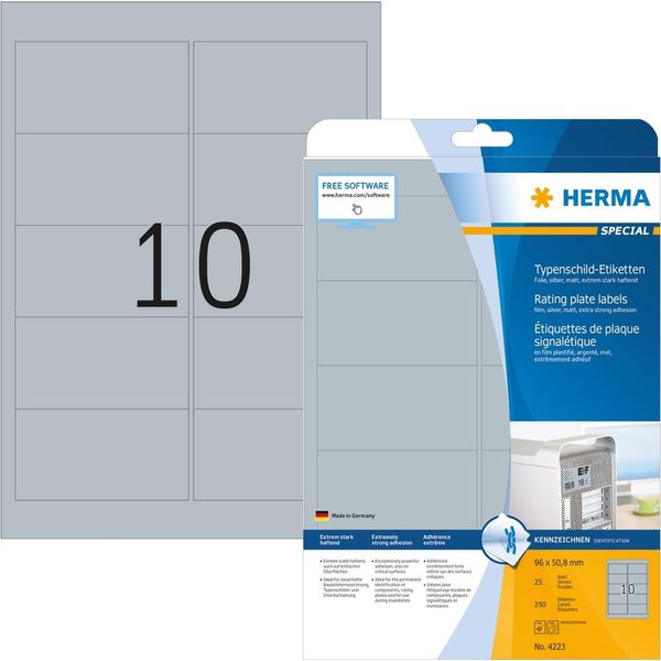 Etichette Piastra Tipo Foil Argento 96X50,8Mm Speciale A4 Lasercopy Confezione Da 32 Pezzi-image