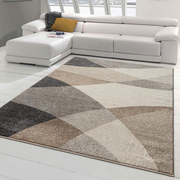 Tappeto Da Salotto Moderno Con Motivo Astratto Grigio Beige Dimensioni - 120X160 Cm-image