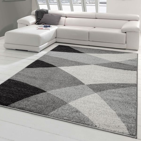 Tappeto Da Salotto Moderno Con Motivo Astratto Grigio Crema Dimensioni - 120X160 Cm-image