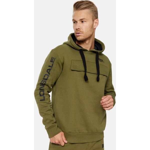 Felpa Con Cappuccio Da Uomo Regular Fit Rushen Olive/Black Xl Lonsdale-image