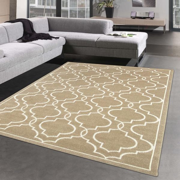 Tappeto Orientale Con Splendidi Motivi | Per Interni Ed Esterni | In Beige Dimensioni - 120 X 170 Cm-image