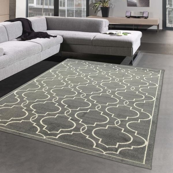 Tappeto Orientale Con Splendidi Motivi | Per Interni Ed Esterni | In Antracite Dimensioni - 200 X 290 Cm-image