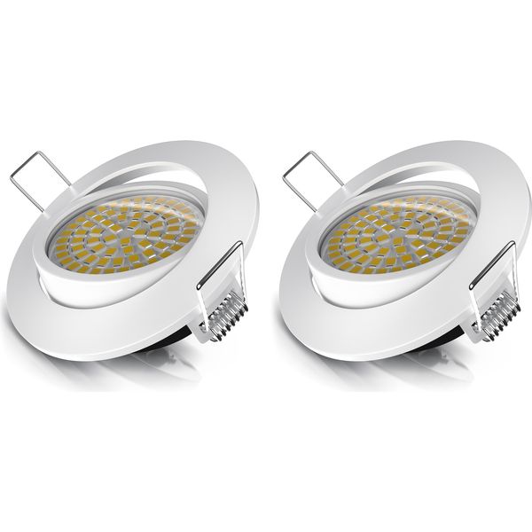Brandson 2X Faretto Da Incasso Led Orientabile Bianco Caldo 3000K Faretto Da Soffitto / Faretto Da Soffitto 5W - 320 Lumen-image