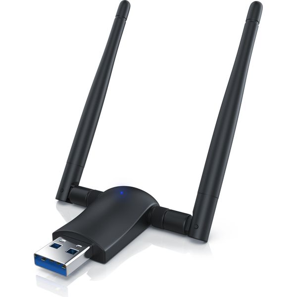 Aplic Wlan Stick, Dongle Wifi Usb 3.0, 1200 Mbit/S Dual Band 2,4 + 5 Ghz Antenne Esterne-image