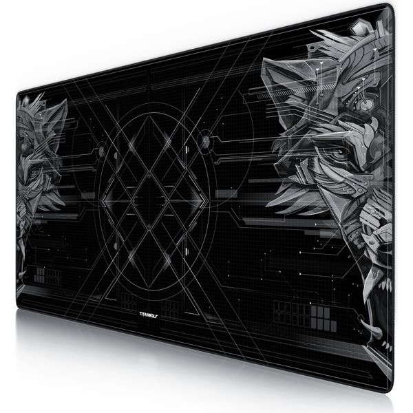 Tappetino Per Mouse Da Gioco Titanwolf, Mousepad Xxxl Speed 1200 X 600 Mm, Velocità E Precisione, Doppio Lupo-image