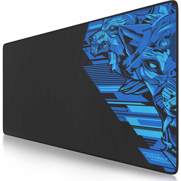 Tappetino Per Mouse Da Gioco Titanwolf Xxl, 900 X 400 X 3 Mm, Tappetino Da Tavolo, Lavabile, Retro Antiscivolo, Velocità E Precisione, Blu Vector-image