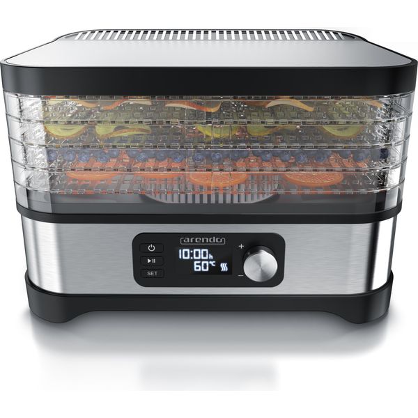 Arendo Disidratatore Con 5 Ripiani, Disidratatore Elettrico Da 400 W Per Frutta, Verdura, Carne, Disidratatore In Acciaio Inox Con Display, Timer E Controllo Della Temperatura (35-70°), Senza Bpa-image