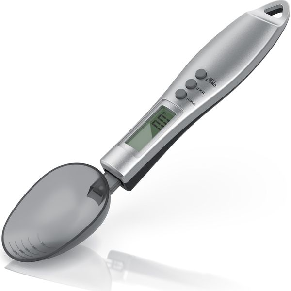 Arendo Bilancia A Cucchiaio Digitale 0,1 G - Bilancia Da Cucina Di Precisione - Display Lcd - Bilancia Digitale - Accessorio Da Cucina Professionale - 2 Cucchiai Rimovibili - Bilancia Elettronica-image