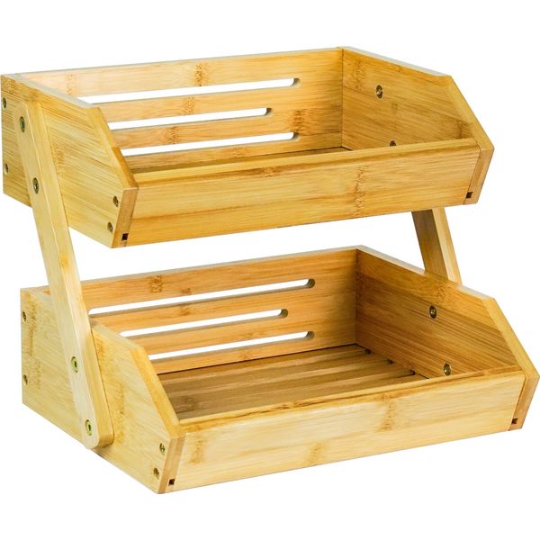 Cesto Di Frutta In Bambù Adeldream Cesto Di Frutta A 2 Livelli Per Frutta E Snack, Perfetto Per Frutta, Verdura, Snack, Articoli Per La Casa E Altro Ancora-image